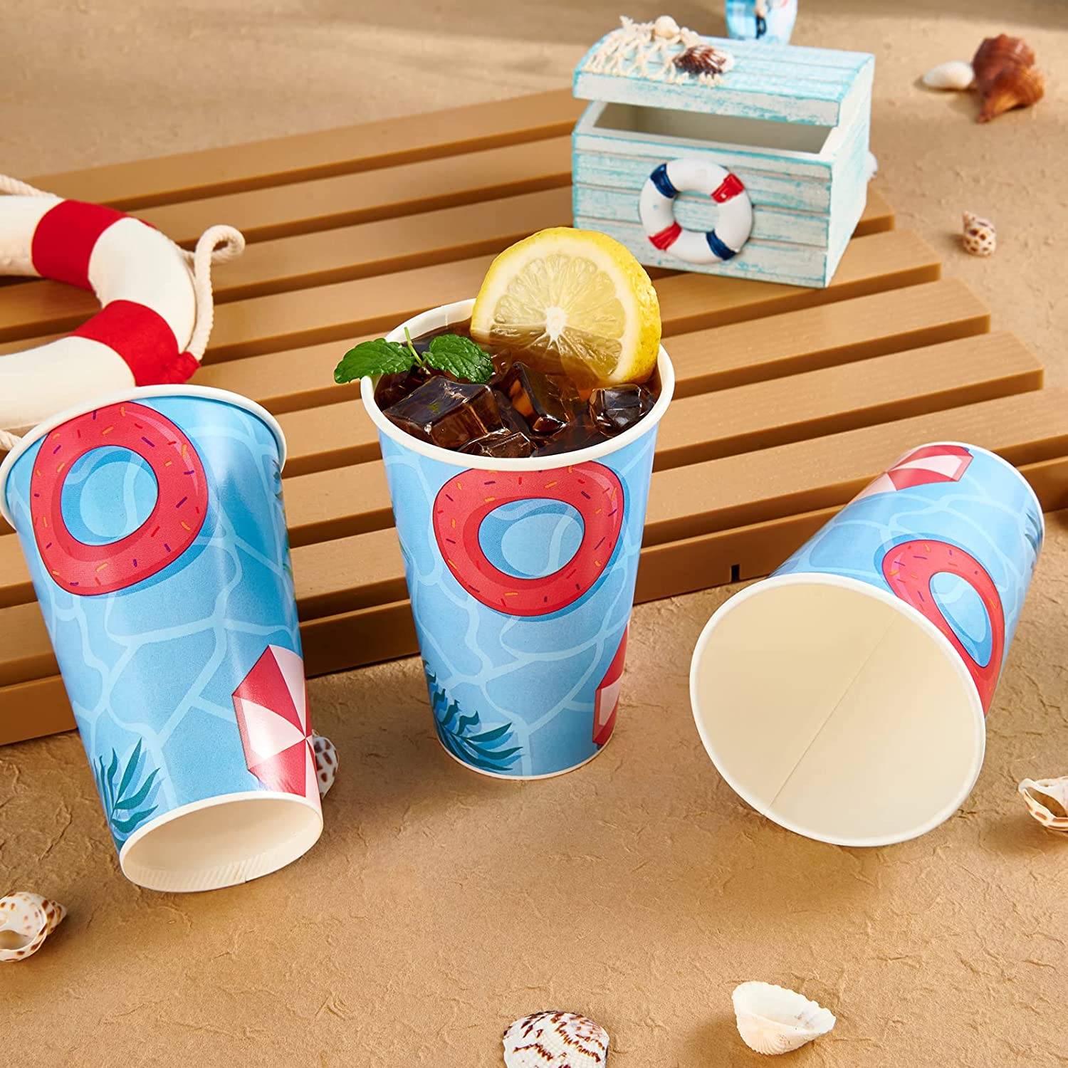 [125 Pack] 22oz Paper Cups, Disposable Paper Cups with Strawless Sip Lids, Paper Cold Cups With Lids Specially Designed for Cold Drinks, Beverages, Juices, and All Kinds of Cold Drinks - Image 6